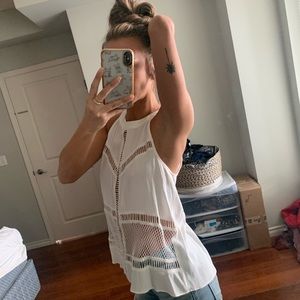 Small • White Crochet Tank